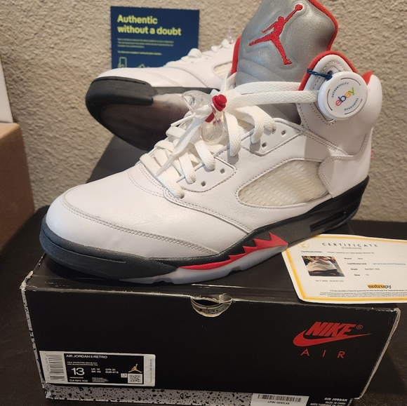 Jordan Other - Nike Air Jordan 5 Retro White Red Black Men's 13 DA1911-102 Basketball Shoes